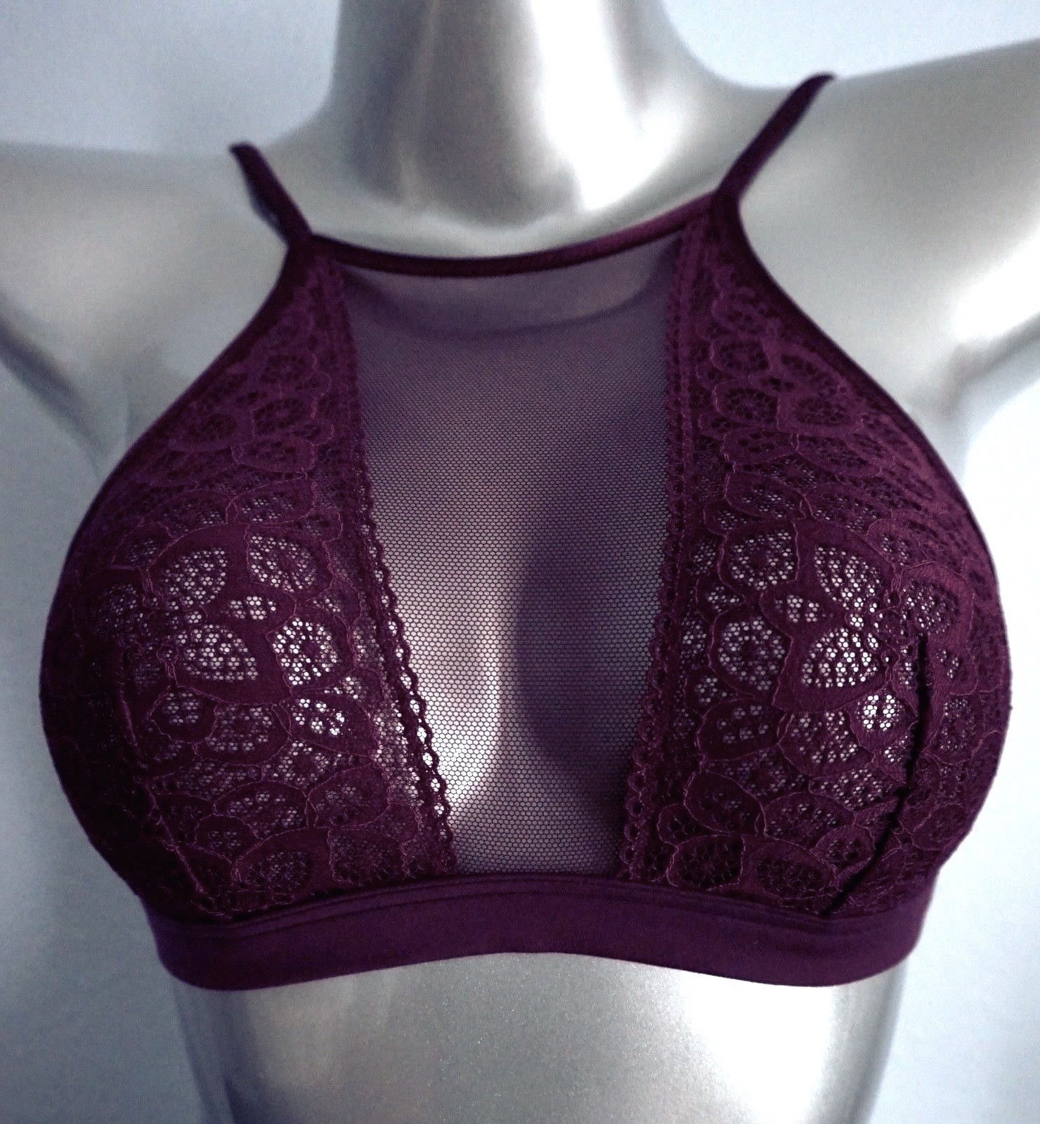 Victoria's Secret Dream Angels High Neck Crochet Lace Ruby Wine Bralette Xs